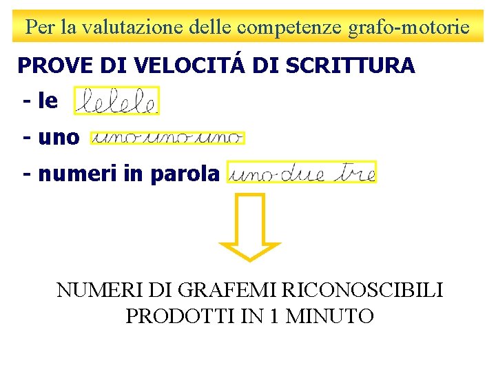 Per la valutazione delle competenze grafo-motorie PROVE DI VELOCITÁ DI SCRITTURA - le -