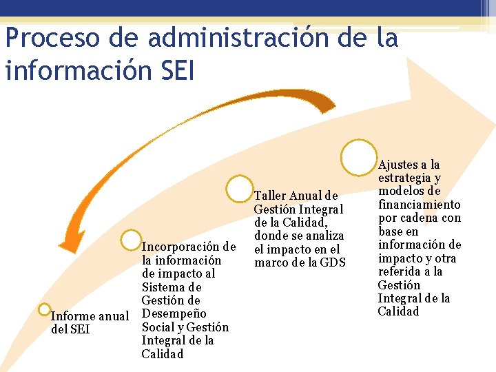 Proceso de administración de la información SEI Informe anual del SEI Incorporación de la