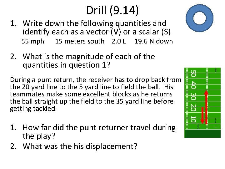Drill (9. 14) 1. Write down the following quantities and identify each as a