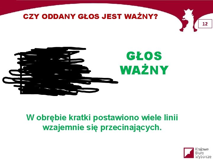 CZY ODDANY GŁOS JEST WAŻNY? GŁOS WAŻNY W obrębie kratki postawiono wiele linii wzajemnie