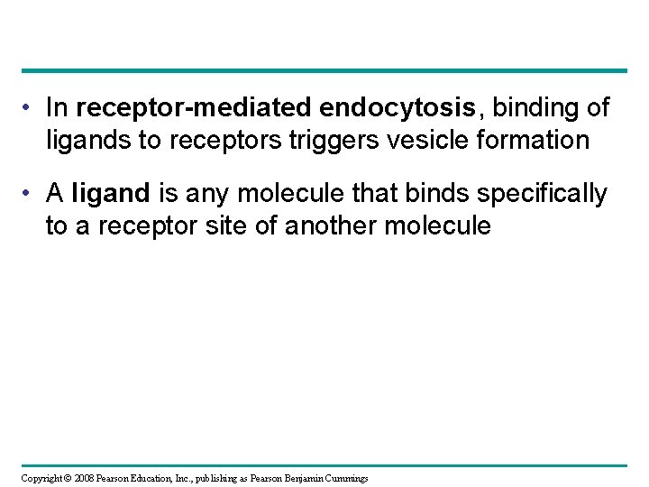  • In receptor-mediated endocytosis, binding of ligands to receptors triggers vesicle formation •