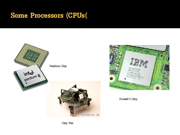 Some Processors (CPUs( Pentium Chip Power. PC Chip Fan Some Processors (CPUs( Pentium Chip Power. PC Chip Fan