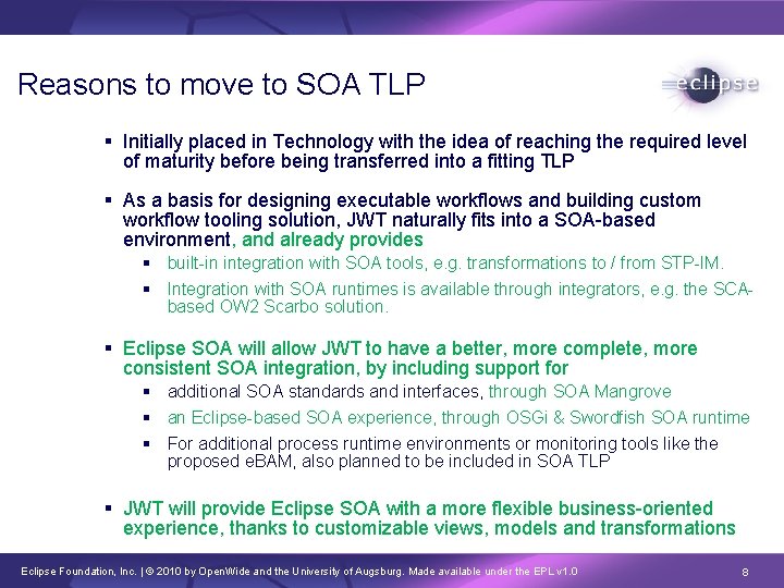 Reasons to move to SOA TLP Initially placed in Technology with the idea of Reasons to move to SOA TLP Initially placed in Technology with the idea of