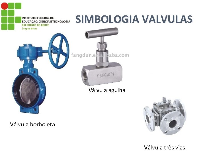 SIMBOLOGIA VALVULAS Válvula agulha Válvula borboleta Válvula três vias 