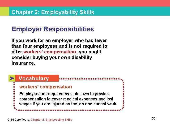 Chapter 2: Employability Skills Employer Responsibilities If you work for an employer who has