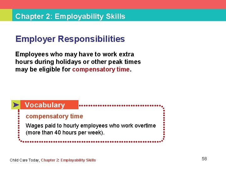 Chapter 2: Employability Skills Employer Responsibilities Employees who may have to work extra hours