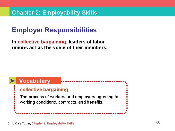 Chapter 2: Employability Skills Employer Responsibilities In collective bargaining, leaders of labor unions act