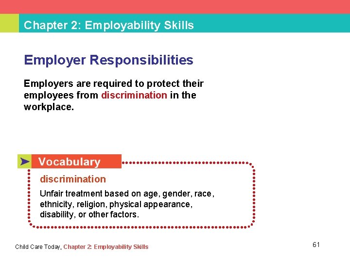 Chapter 2: Employability Skills Employer Responsibilities Employers are required to protect their employees from