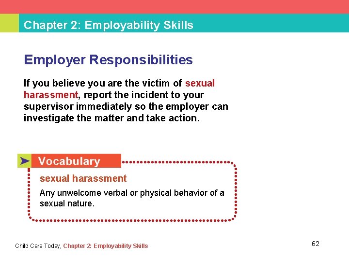 Chapter 2: Employability Skills Employer Responsibilities If you believe you are the victim of