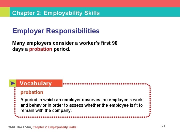 Chapter 2: Employability Skills Employer Responsibilities Many employers consider a worker’s first 90 days
