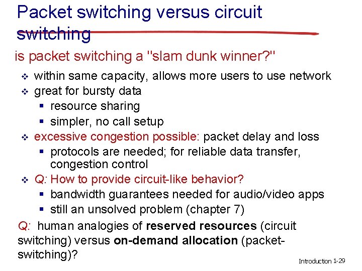 Packet switching versus circuit switching is packet switching a "slam dunk winner? " within