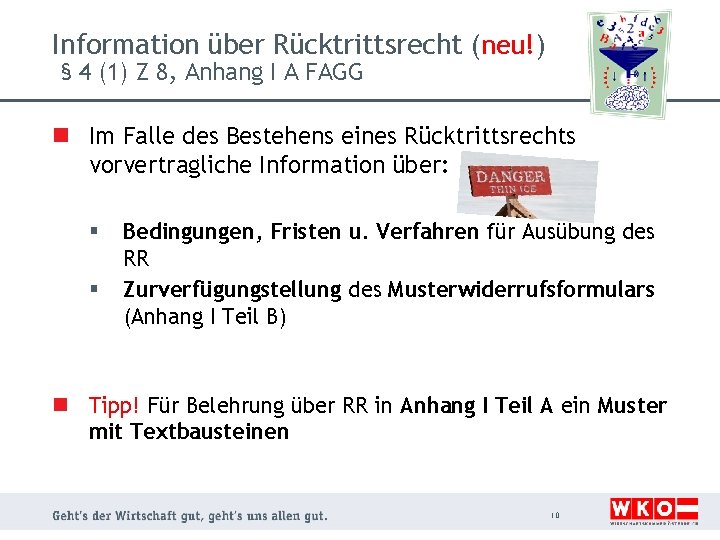 Information über Rücktrittsrecht (neu!) § 4 (1) Z 8, Anhang I A FAGG n