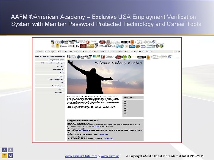 AAFM ®American Academy – Exclusive USA Employment Verification System with Member Password Protected Technology