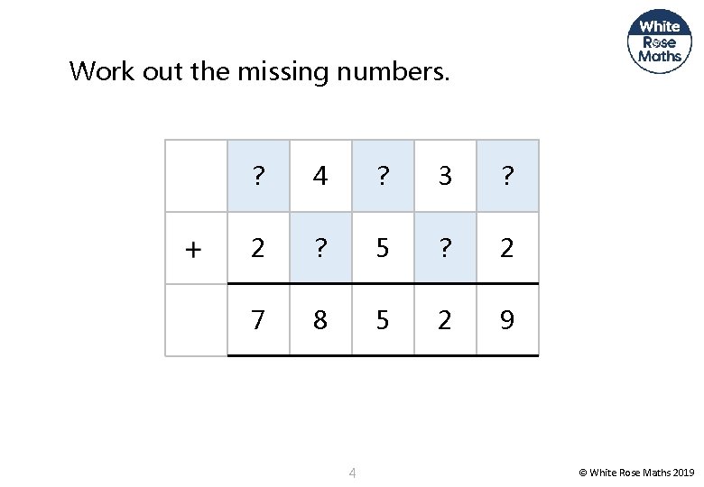 Work out the missing numbers. ? 4 ? 3 ? 2 ? 5 ?