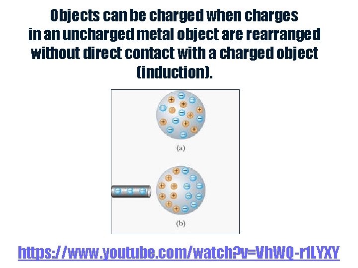 Objects can be charged when charges in an uncharged metal object are rearranged without