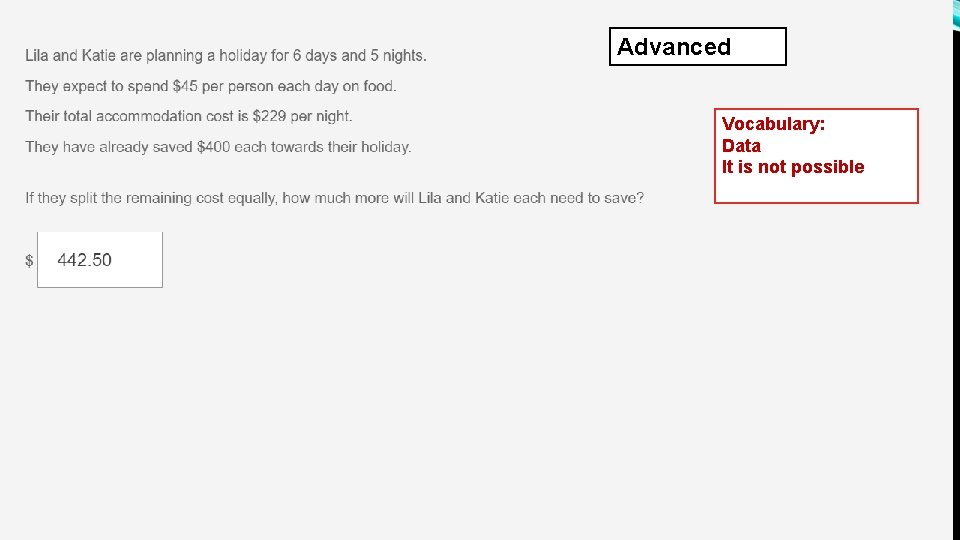 Advanced Vocabulary: Data It is not possible 