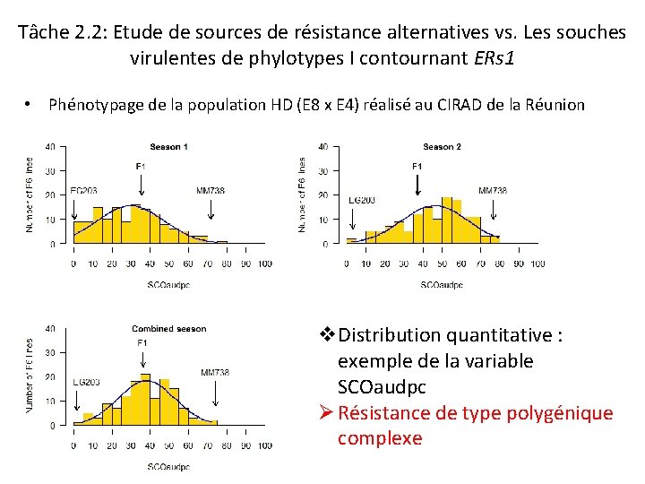 Tâche 2. 2: Etude de sources de résistance alternatives vs. Les souches virulentes de