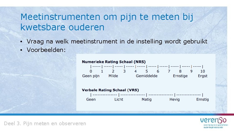 Klinische les Pijn bij kwetsbare ouderen voor verzorgenden
