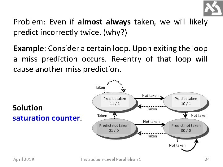 Problem: Even if almost always taken, we will likely predict incorrectly twice. (why? )