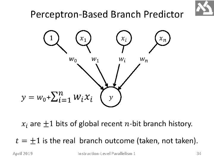 Perceptron-Based Branch Predictor April 2019 Instruction-Level Parallelism 1 34 