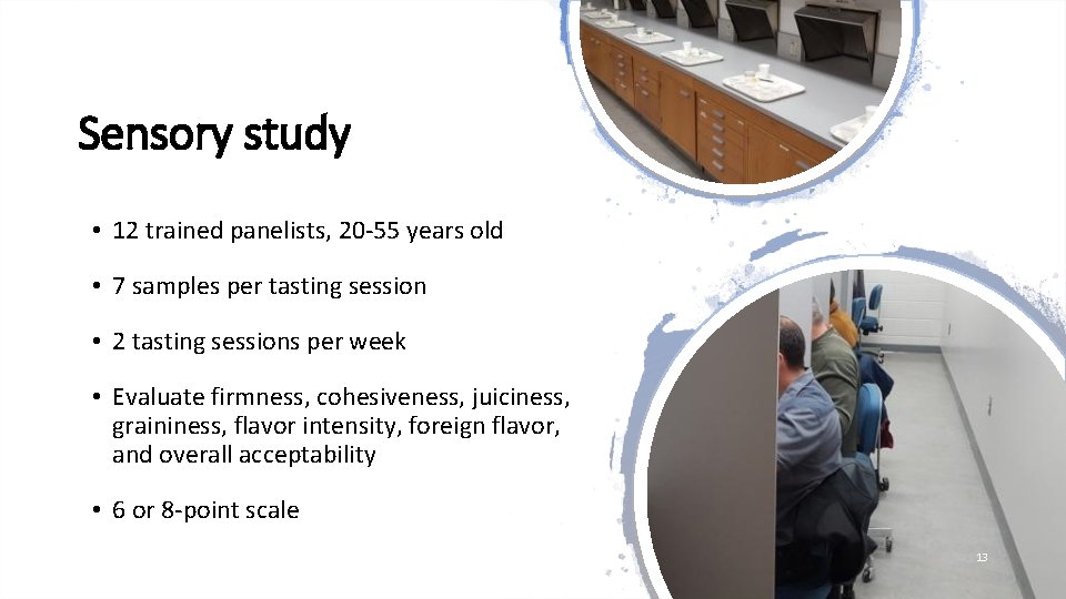 Sensory study • 12 trained panelists, 20 -55 years old • 7 samples per