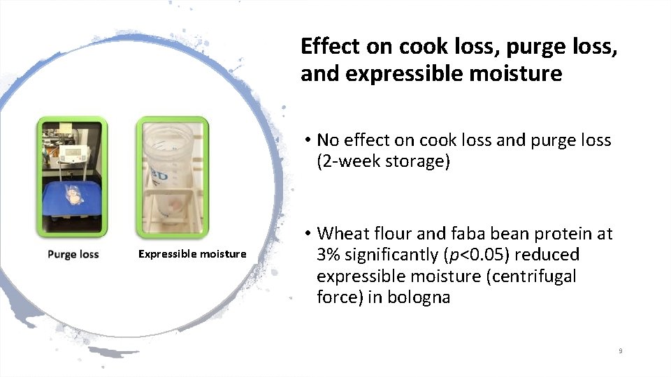 Effect on cook loss, purge loss, and expressible moisture • No effect on cook