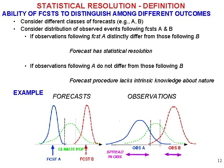 STATISTICAL RESOLUTION - DEFINITION ABILITY OF FCSTS TO DISTINGUISH AMONG DIFFERENT OUTCOMES • Consider
