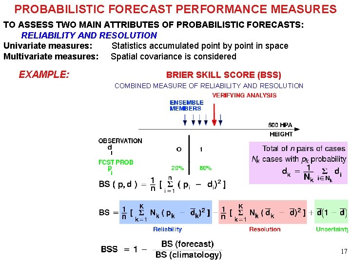 PROBABILISTIC FORECAST PERFORMANCE MEASURES TO ASSESS TWO MAIN ATTRIBUTES OF PROBABILISTIC FORECASTS: RELIABILITY AND