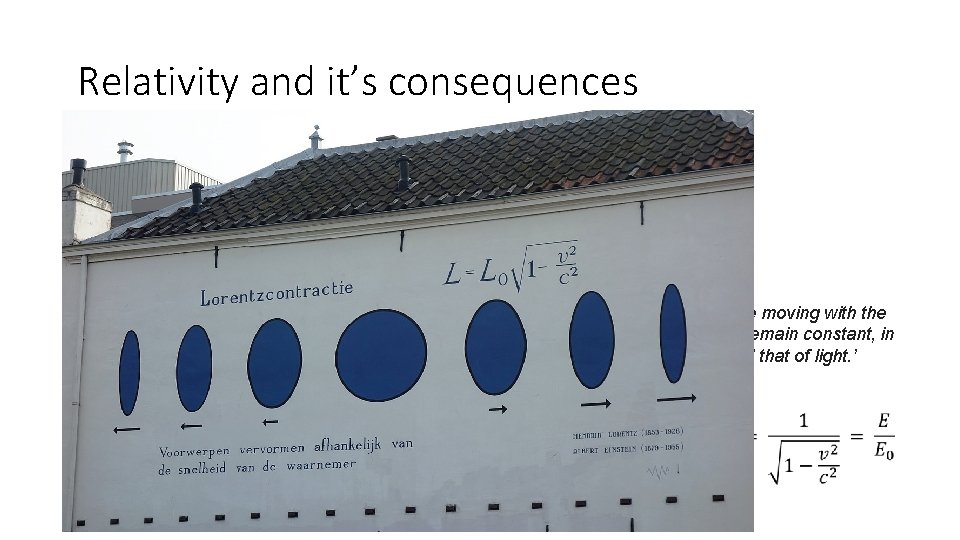 Relativity and it’s consequences (Lorentz transforms) 1893 ‘When in the limit v = c,
