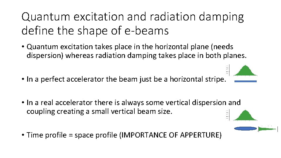 Quantum excitation and radiation damping define the shape of e-beams • Quantum excitation takes