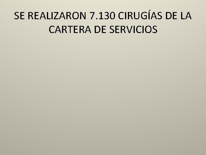 SE REALIZARON 7. 130 CIRUGÍAS DE LA CARTERA DE SERVICIOS 