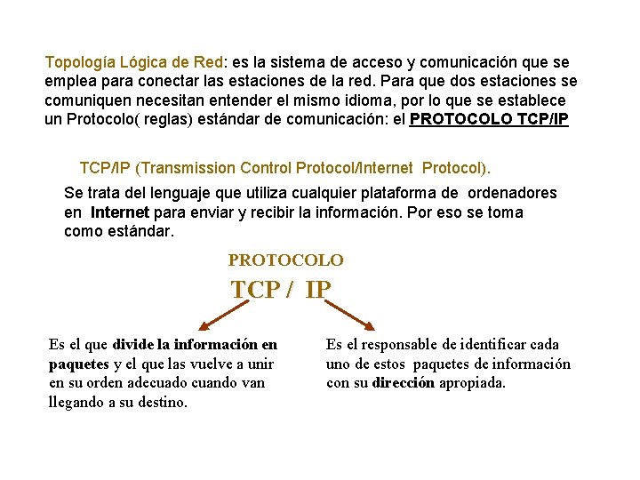Topología Lógica de Red: es la sistema de acceso y comunicación que se emplea