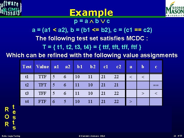 Example p=a b c a = (a 1 < a 2), b = (b
