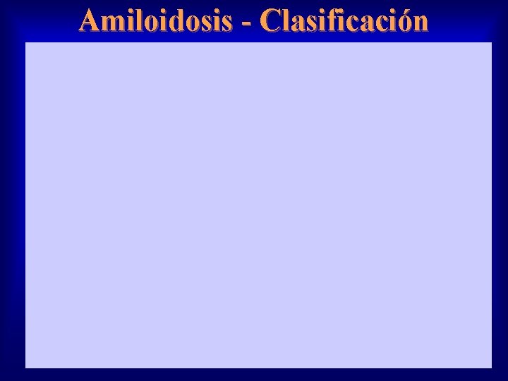 Amiloidosis - Clasificación 