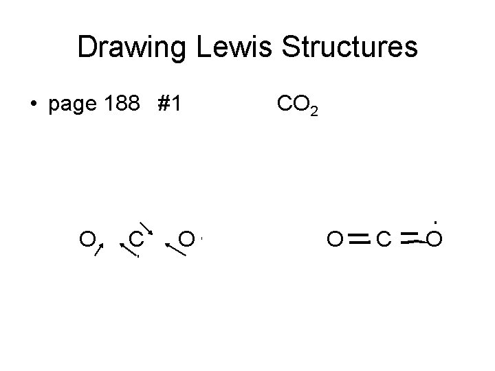 Drawing Lewis Structures • page 188 #1 O CO 2 O C O 