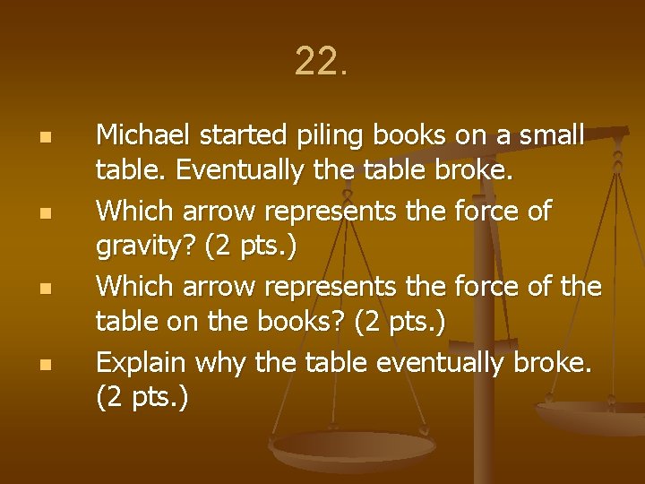22. n n Michael started piling books on a small table. Eventually the table