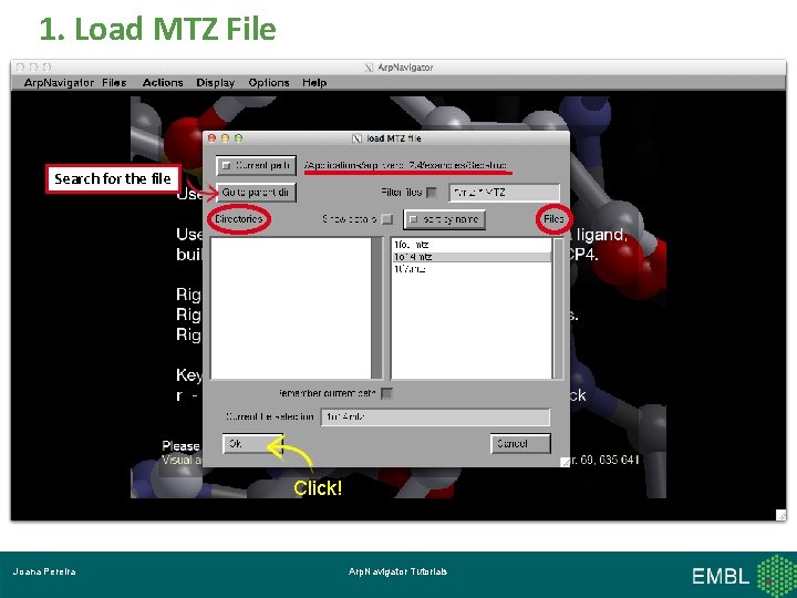 1. Load MTZ File Search for the file Click! Joana Pereira Arp. Navigator Tutorials