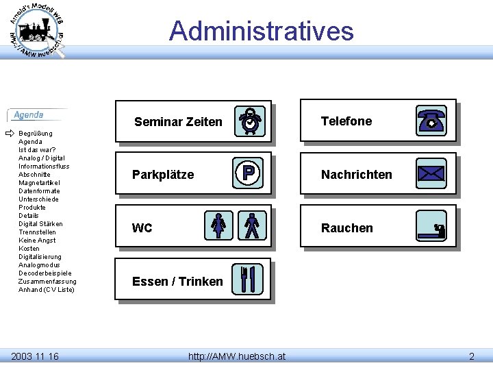 Administratives Begrüßung Agenda Ist das war? Analog / Digital Informationsfluss Abschnitte Magnetartikel Datenformate Unterschiede