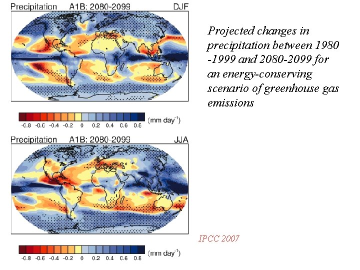 Projected changes in precipitation between 1980 -1999 and 2080 -2099 for an energy-conserving scenario