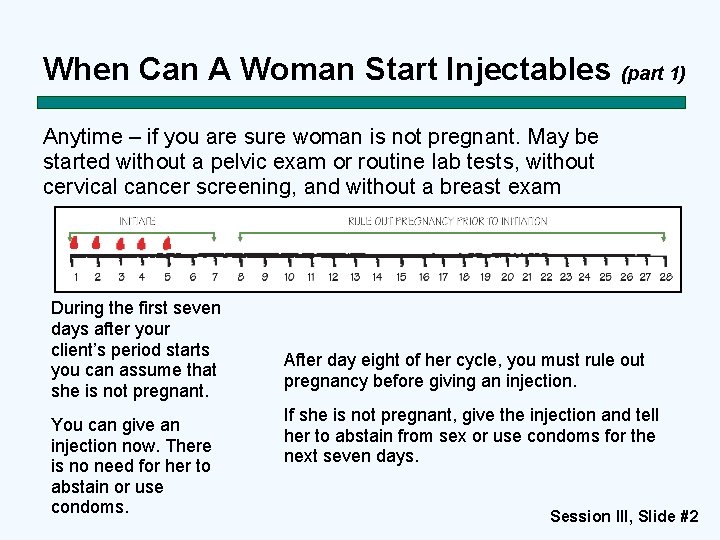 When Can A Woman Start Injectables (part 1) Anytime – if you are sure