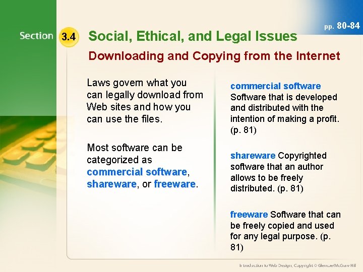 3. 4 Social, Ethical, and Legal Issues pp. 80 -84 Downloading and Copying from