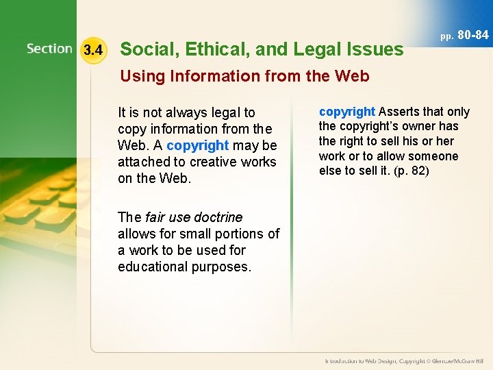 3. 4 Social, Ethical, and Legal Issues pp. 80 -84 Using Information from the