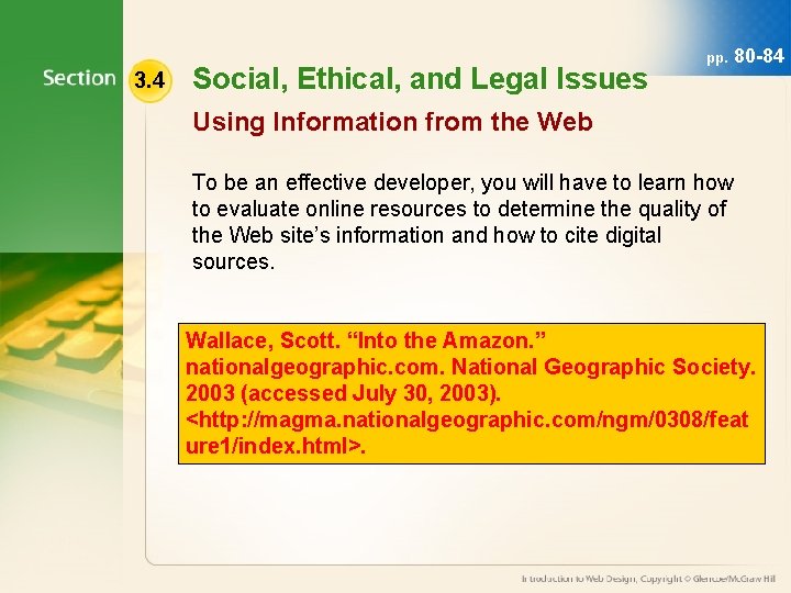 3. 4 Social, Ethical, and Legal Issues pp. 80 -84 Using Information from the