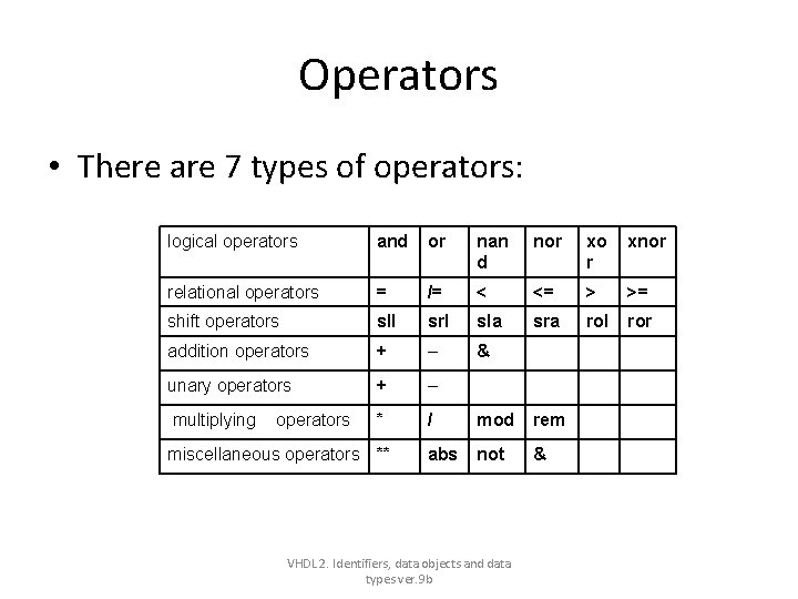 Operators • There are 7 types of operators: logical operators and or nan d Operators • There are 7 types of operators: logical operators and or nan d