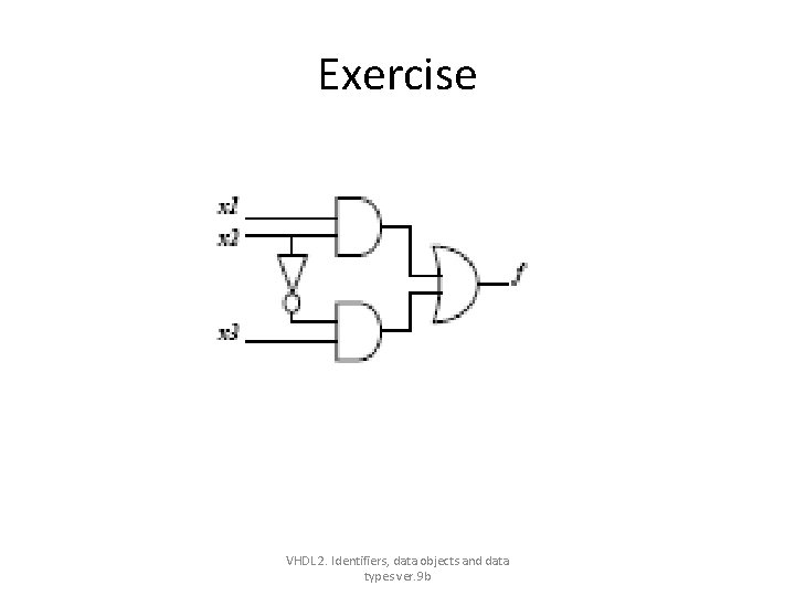 Exercise VHDL 2. Identifiers, data objects and data types ver. 9 b Exercise VHDL 2. Identifiers, data objects and data types ver. 9 b