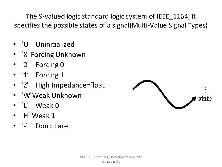 The 9 -valued logic standard logic system of IEEE_1164, It specifies the possible states The 9 -valued logic standard logic system of IEEE_1164, It specifies the possible states