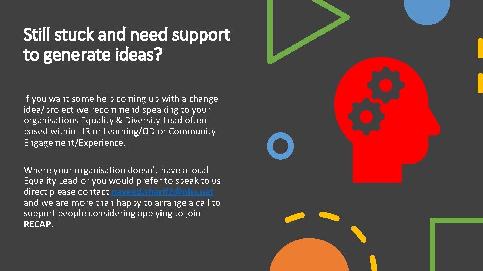 Still stuck and need support to generate ideas? If you want some help coming
