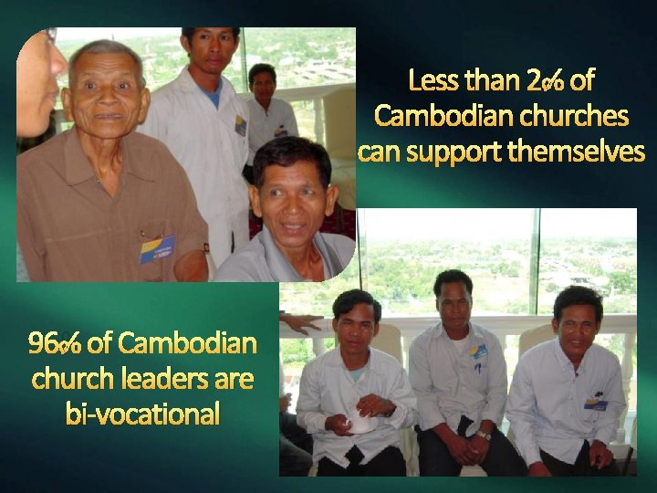 Less than 2% of Cambodian churches can support themselves 96% of Cambodian church leaders