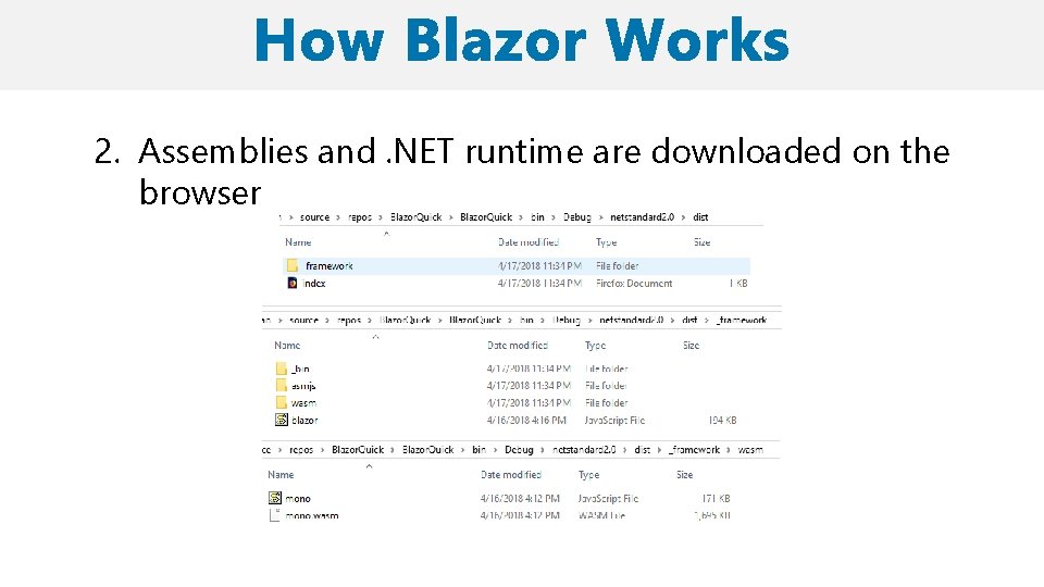 2. Assemblies and. NET runtime are downloaded on the browser 