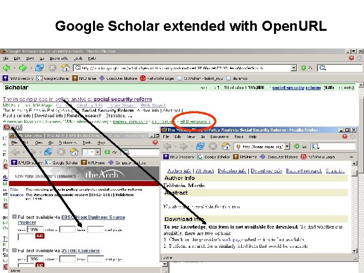Google Scholar extended with Open. URL 